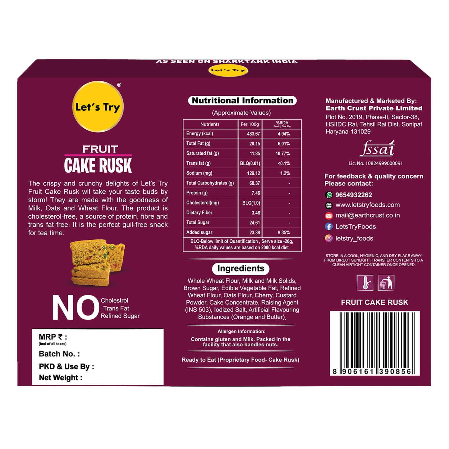 Let's Try Fruit Cake Rusk 200g