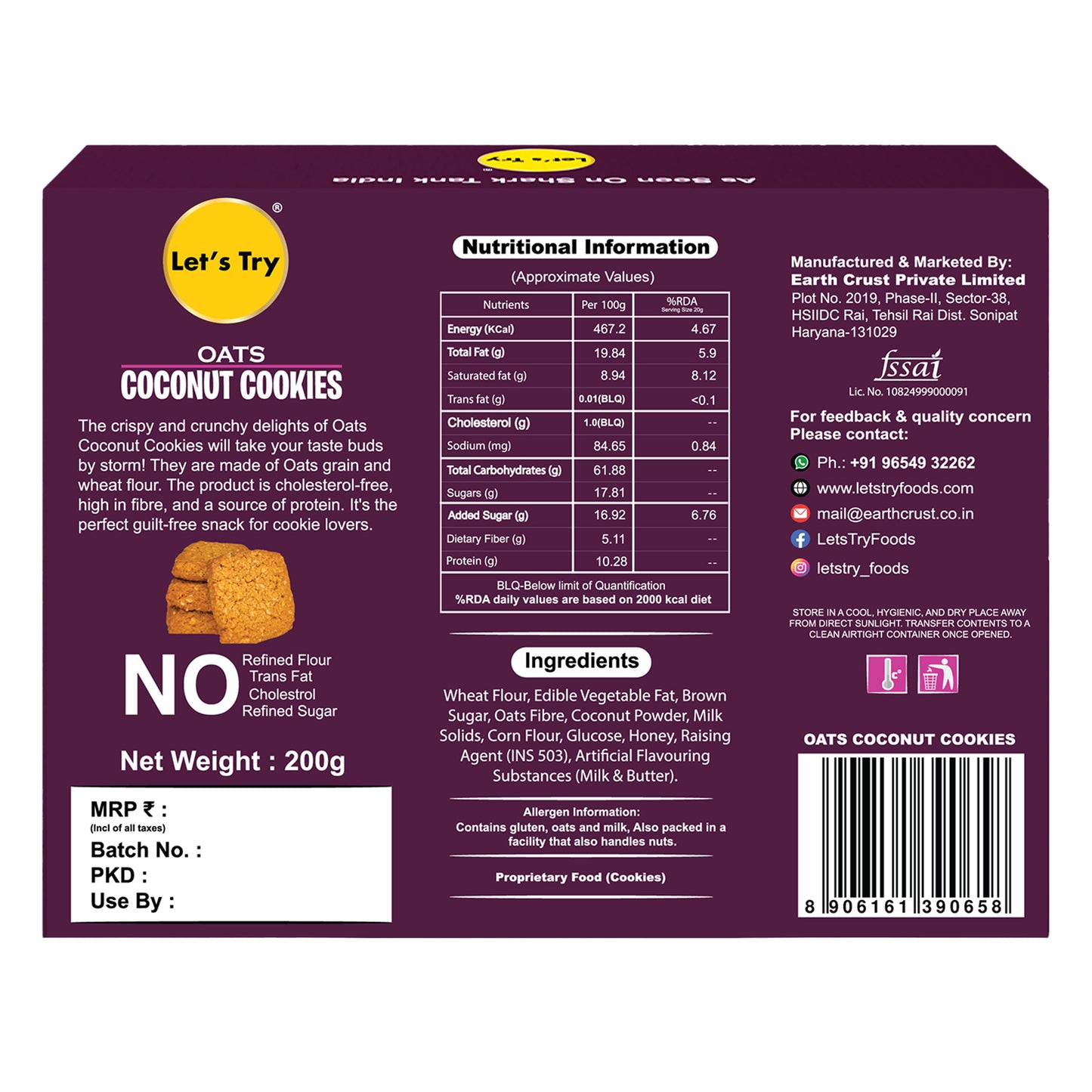 Oats Coconut Cookies 200g