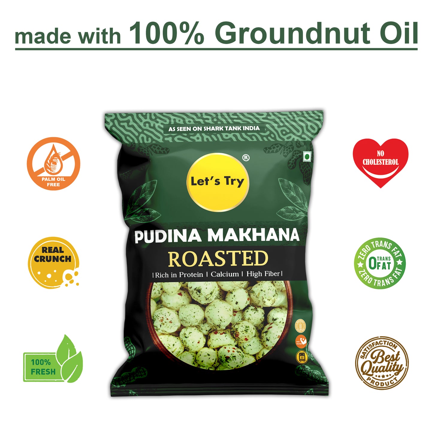 Let's Try Pudina Makhana 60gx3 | No Palm Oil