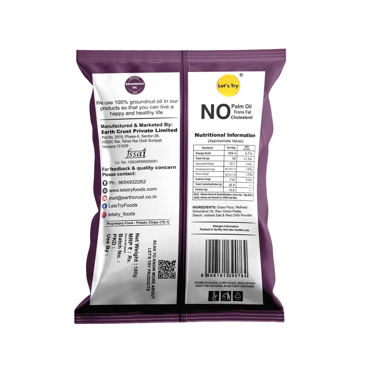 Let's Try Onion Bhujia 180g | No Palm Oil