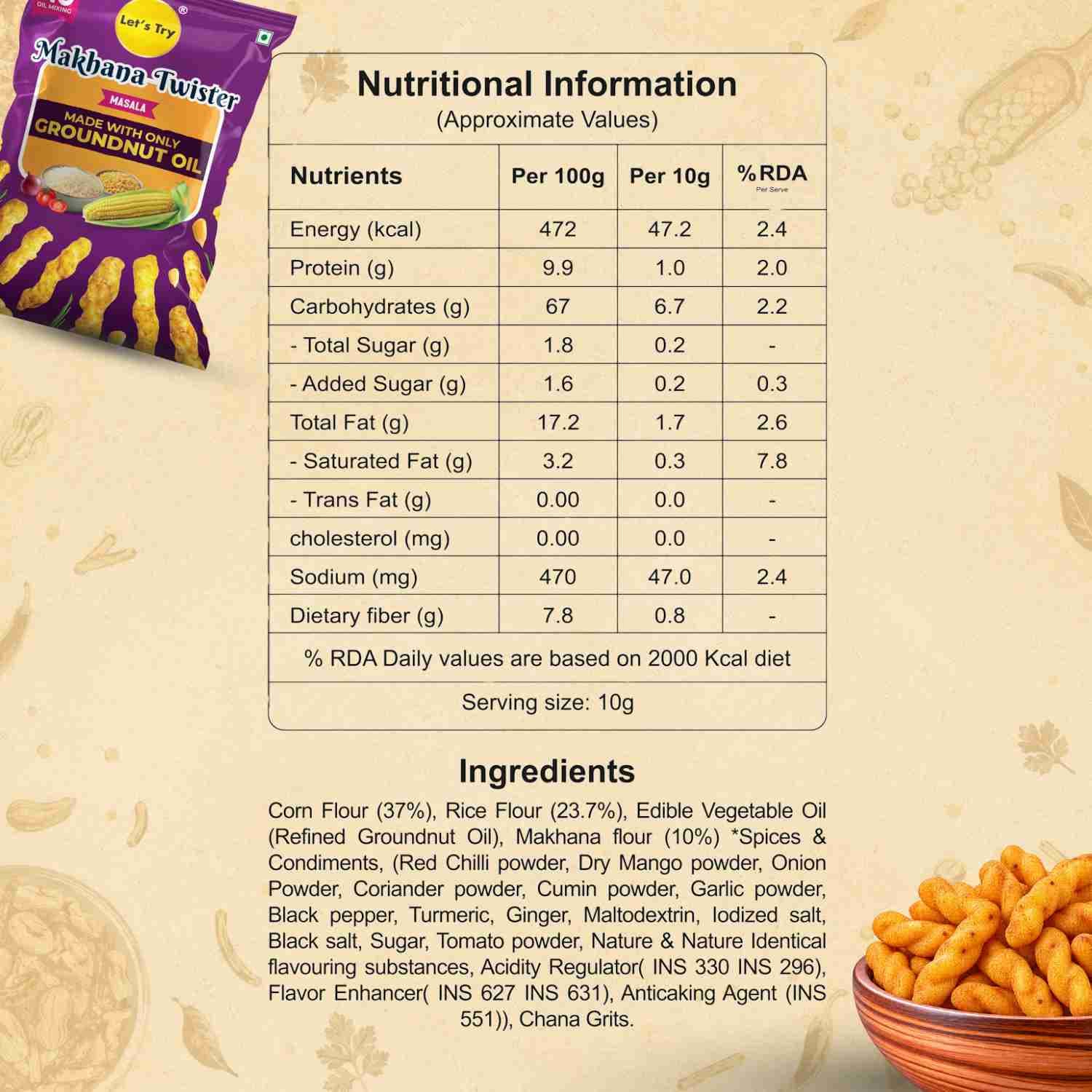 ni & ingredients makhana twisters