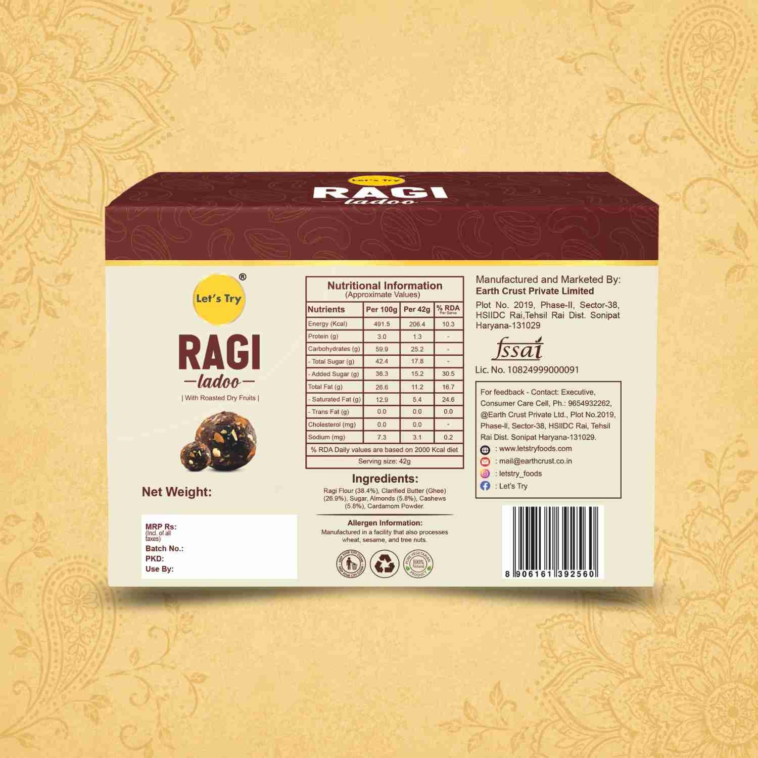 Ragi Ladoo Ingredients & Nutritional Label – No Palm Oil, No Maida Clean Label Healthy Indian Sweets | Let's Try Foods