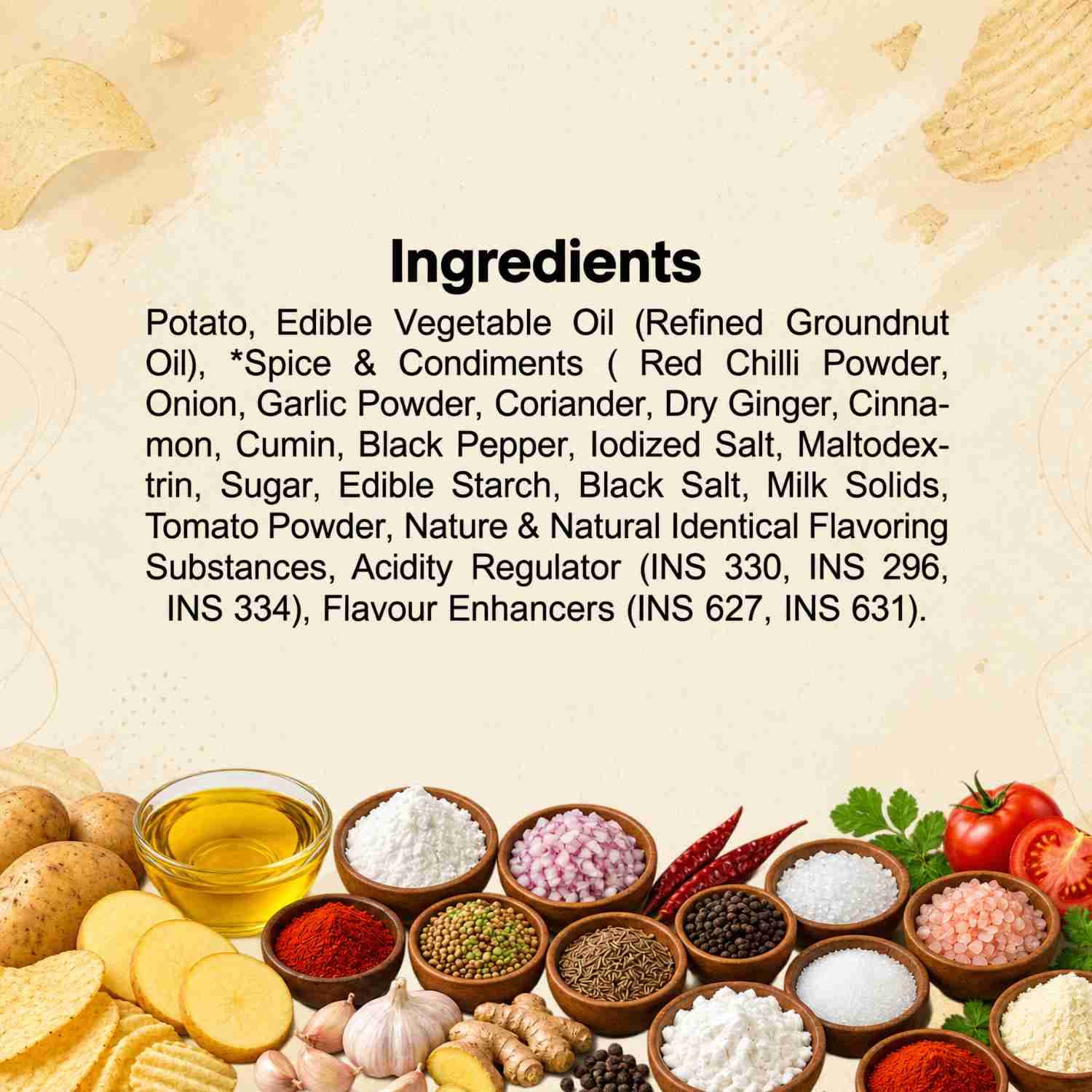 Flying Chilli Chips Ingredients – No Palm Oil, No Maida, Natural Healthy Chips | Let's Try Foods