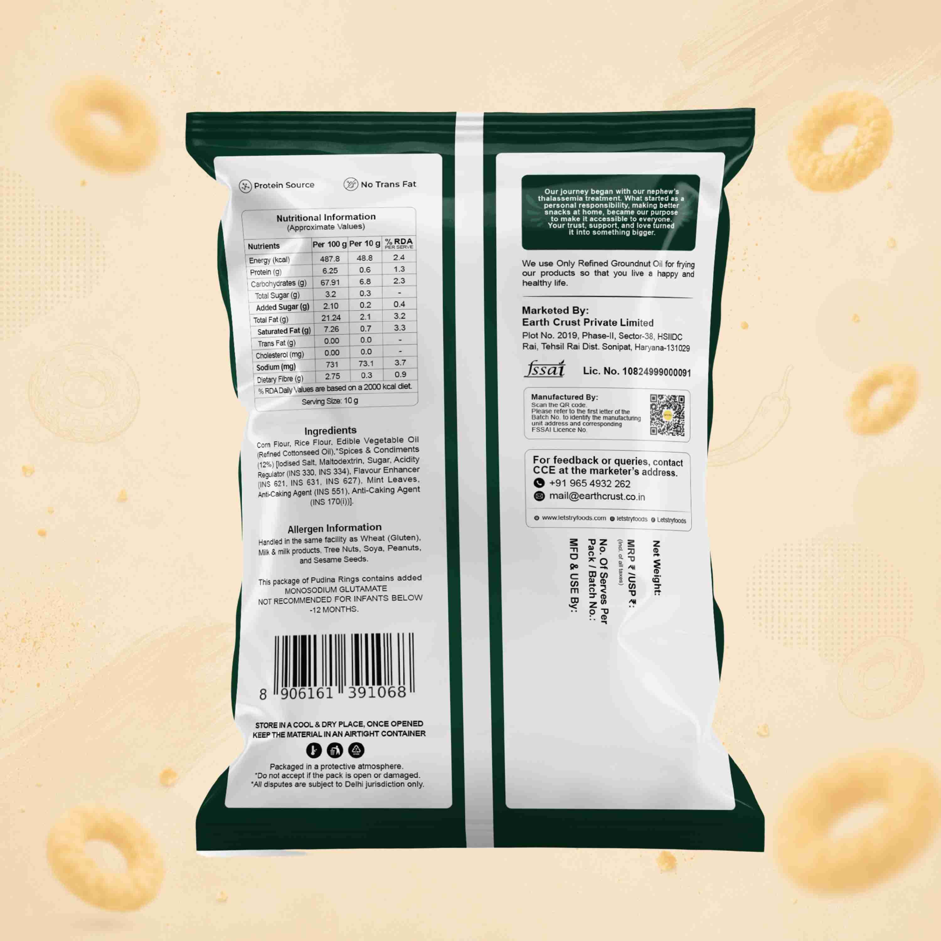 Pudina Rings Ingredients & Nutritional Label – No Palm Oil, No Maida Clean Label Healthy Indian Snack | Let's Try Foods