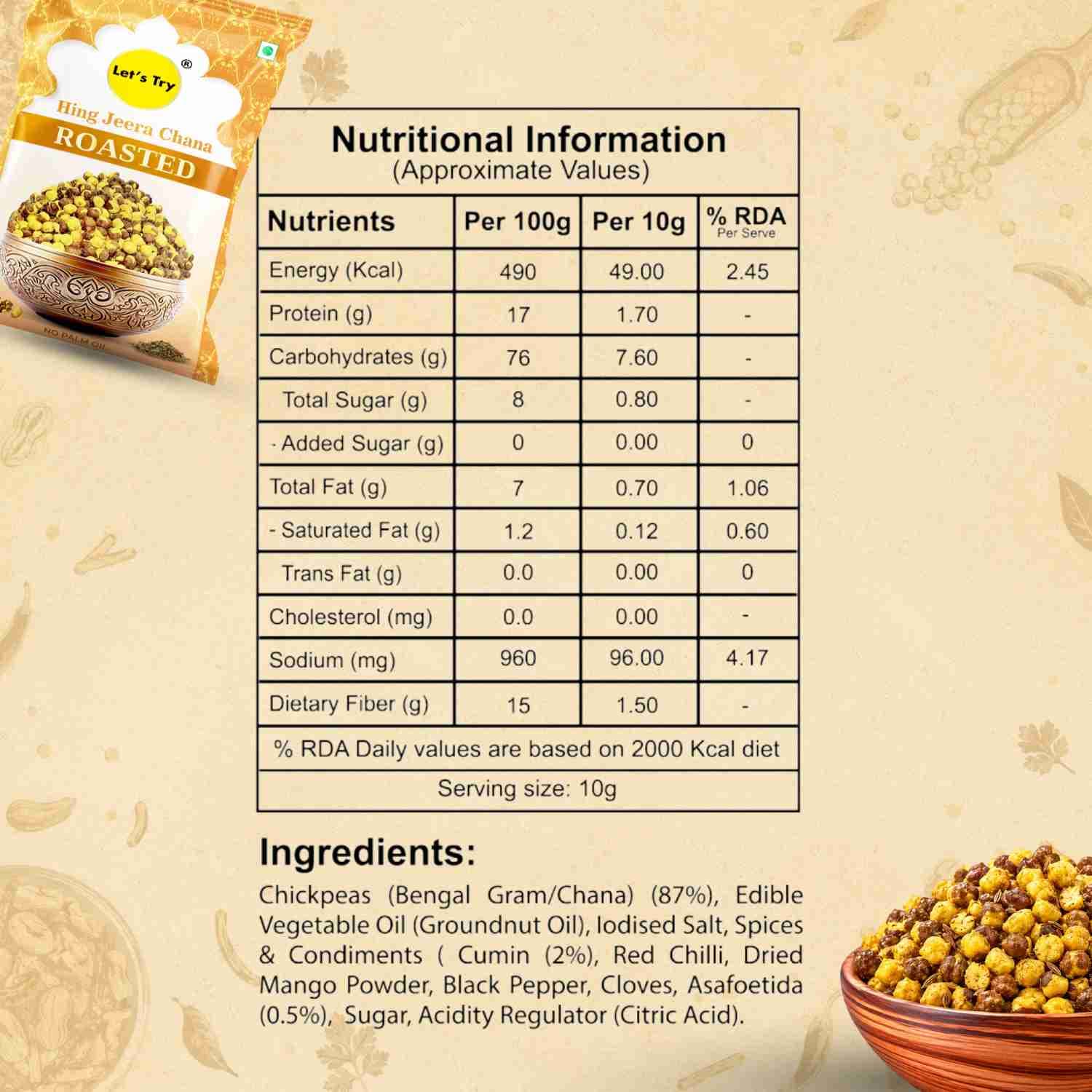 Hing Jeera Chana Roasted Nutrition Facts – Calories & Ingredients | Healthy Healthy Roasted Nuts | Let's Try Foods