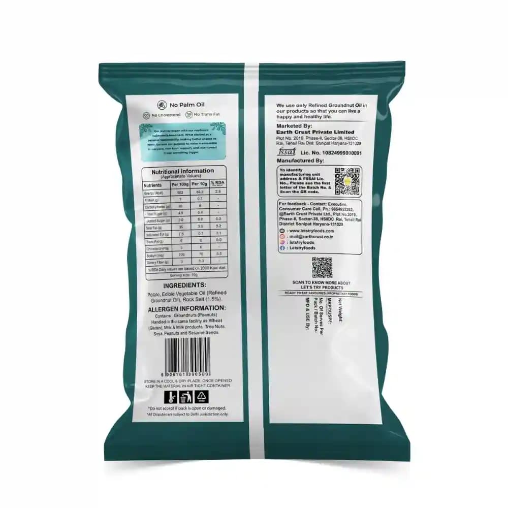 Potato Wafers Ingredients & Nutritional Label – No Palm Oil, No Maida Clean Label Healthy Chips | Let's Try Foods