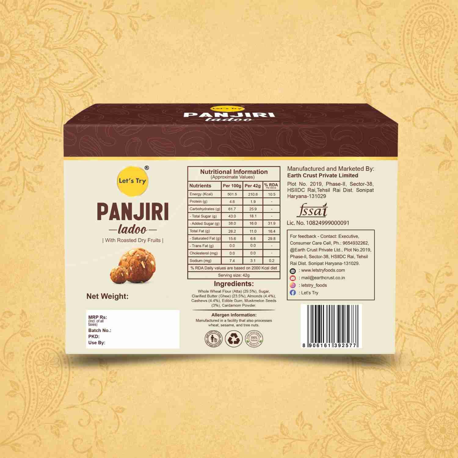 Panjiri Ladoo Ingredients & Nutritional Label – No Palm Oil, No Maida Clean Label Healthy Indian Sweets | Let's Try Foods