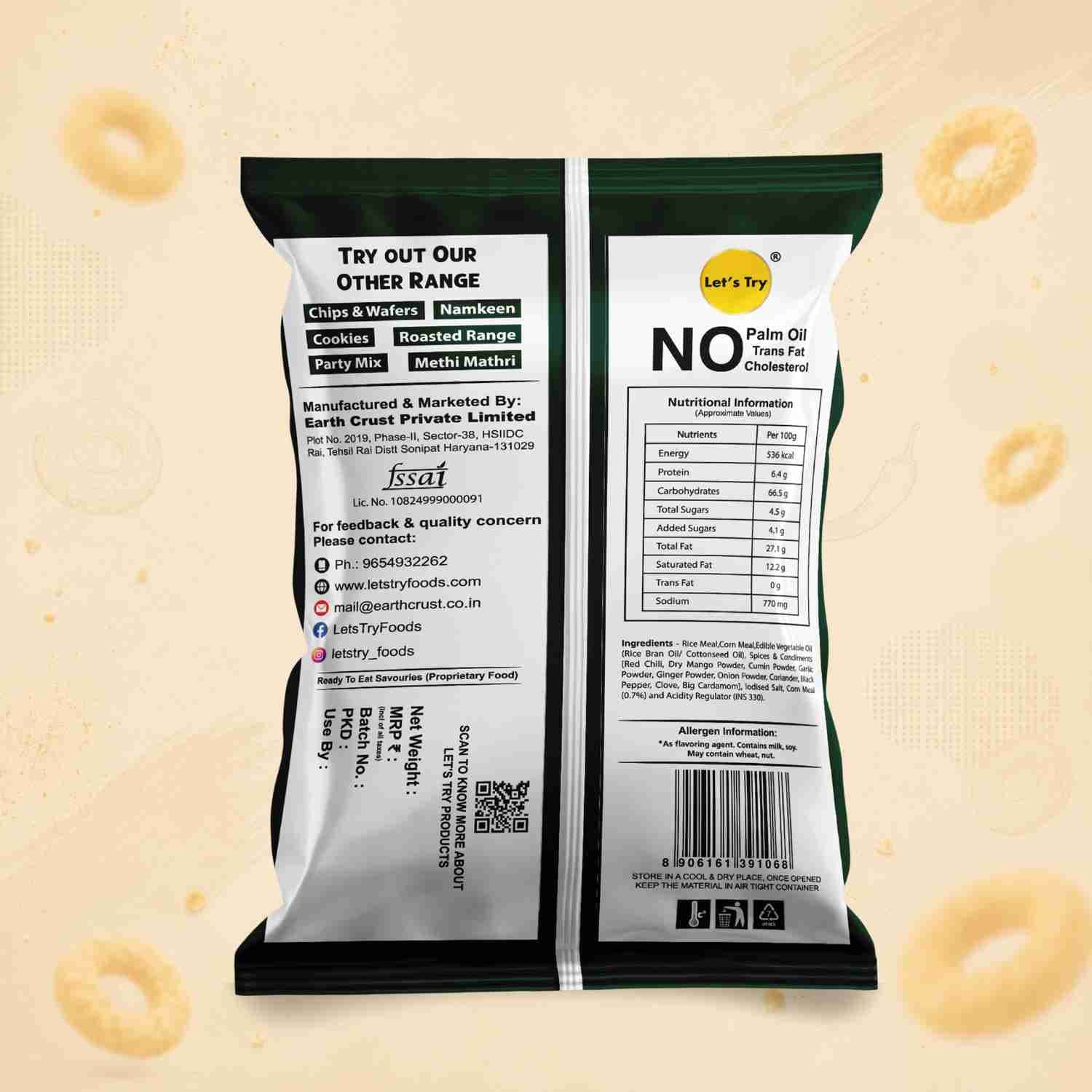 Pudina Rings Ingredients & Nutritional Label – No Palm Oil, No Maida Clean Label Healthy Indian Snack | Let's Try Foods