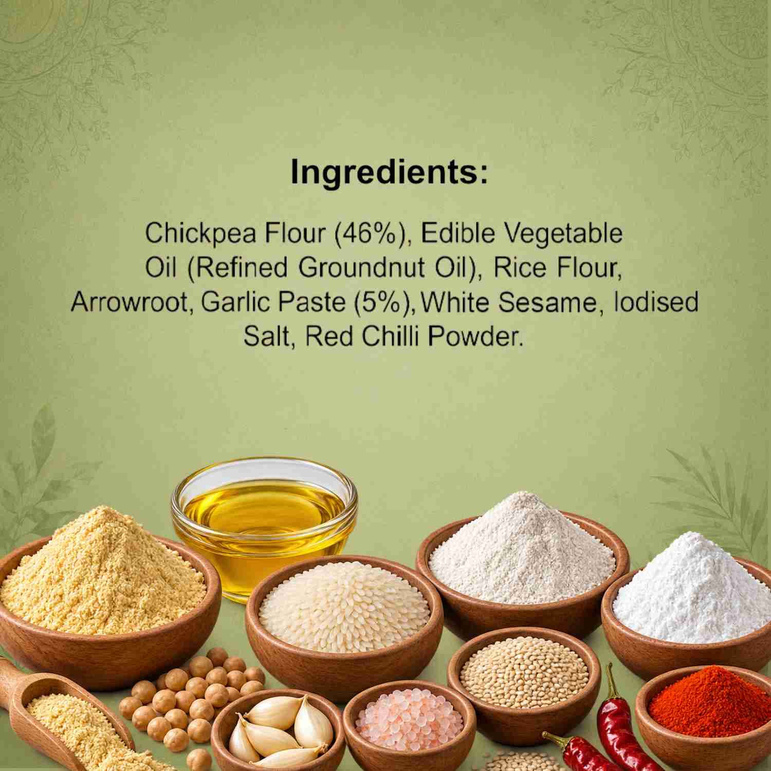 Garlic Ribbon Murukku Ingredients – Calories & Ingredients | Healthy Healthy Namkeen | Let's Try Foods