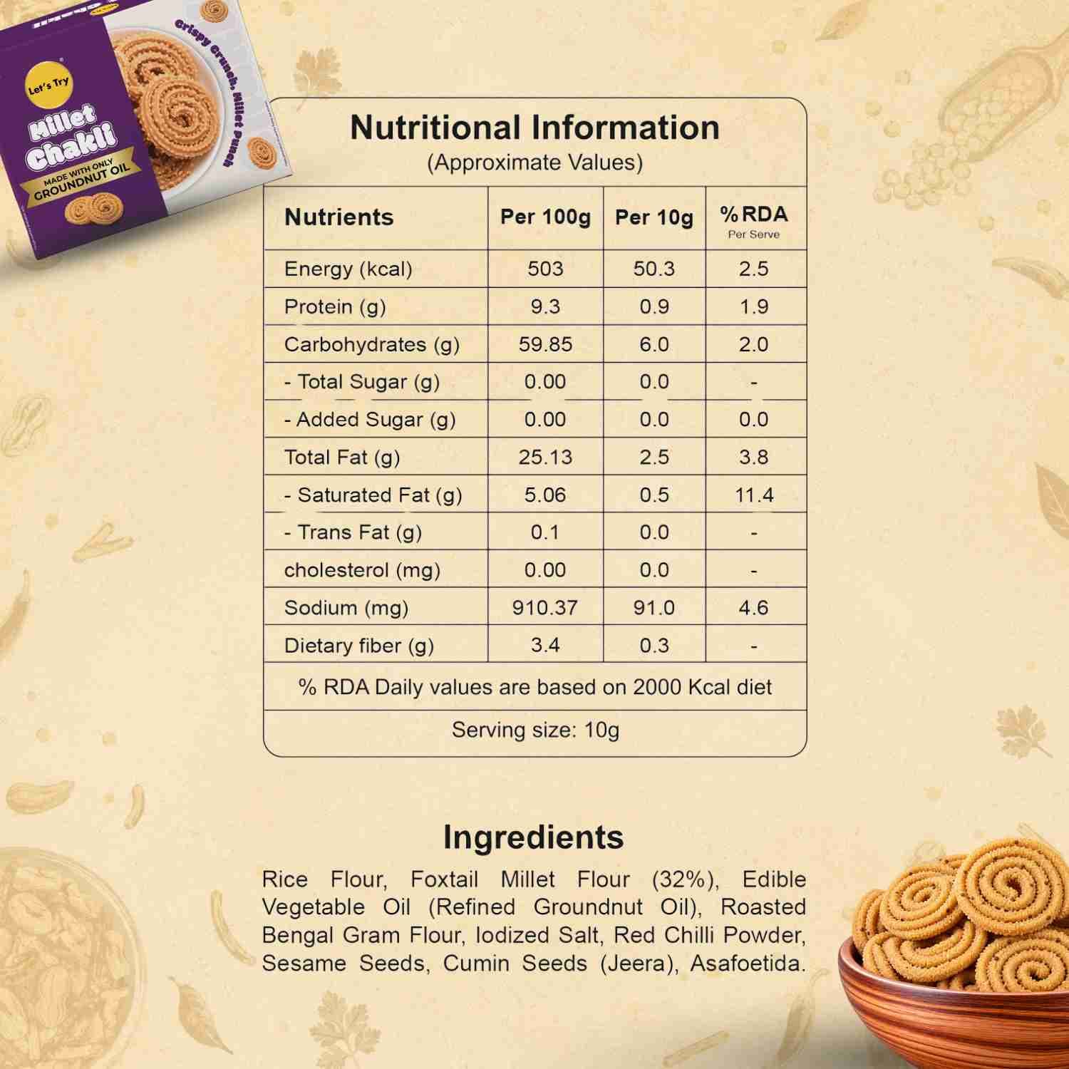 ni & ingredients millet chakli