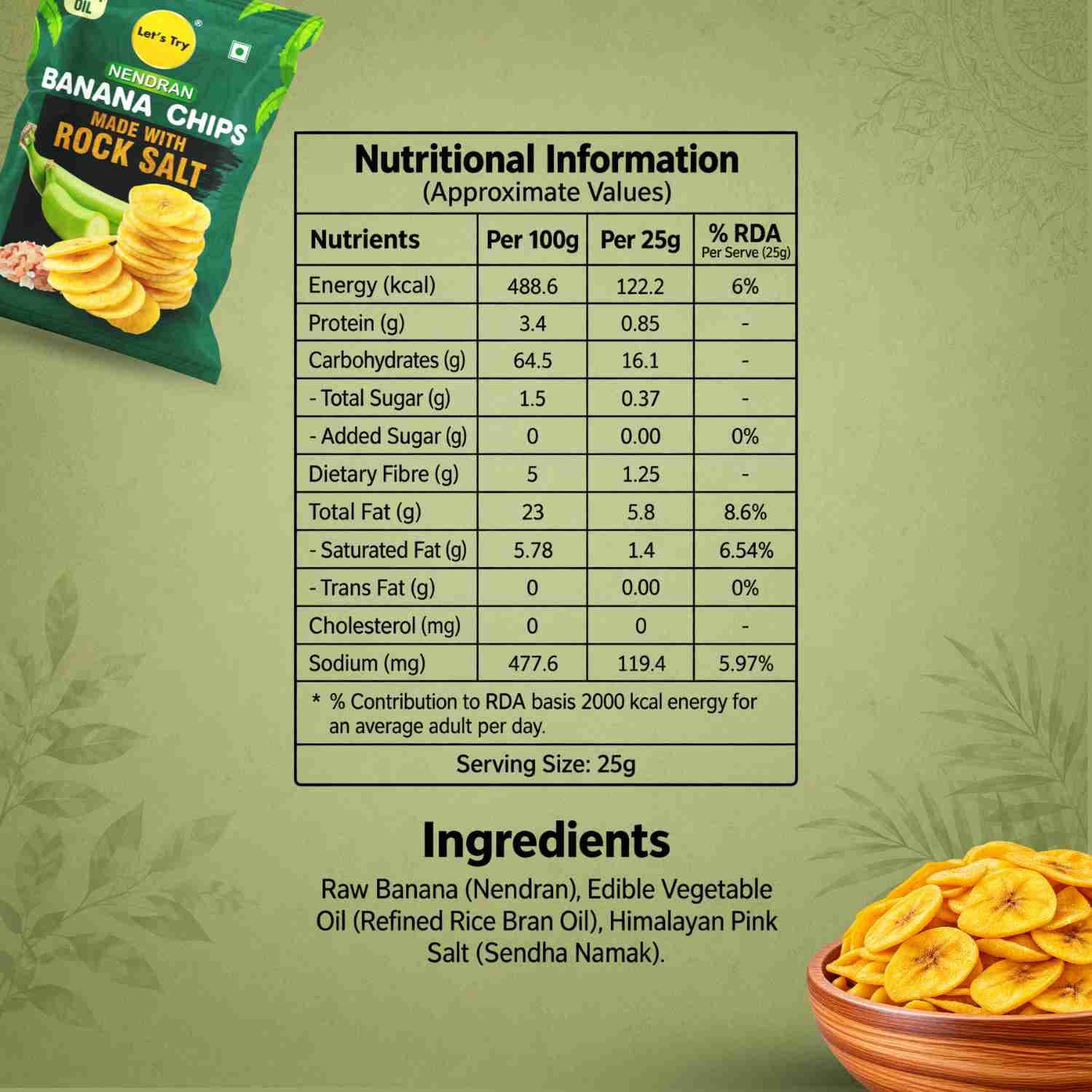 Banana Chips Nutrition Facts – Calories & Ingredients | Healthy Healthy Chips | Let's Try Foods