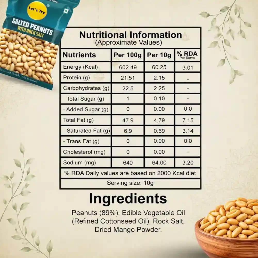 Salted Peanut Nutrition Facts – Calories & Ingredients | Healthy Healthy Roasted Nuts | Let's Try Foods