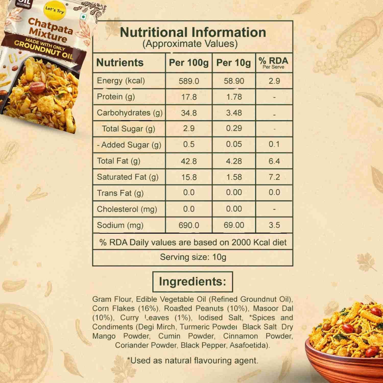 Chatpata Mixture Nutrition Facts – Calories & Ingredients | Healthy Healthy Indian Mixture | Let's Try Foods