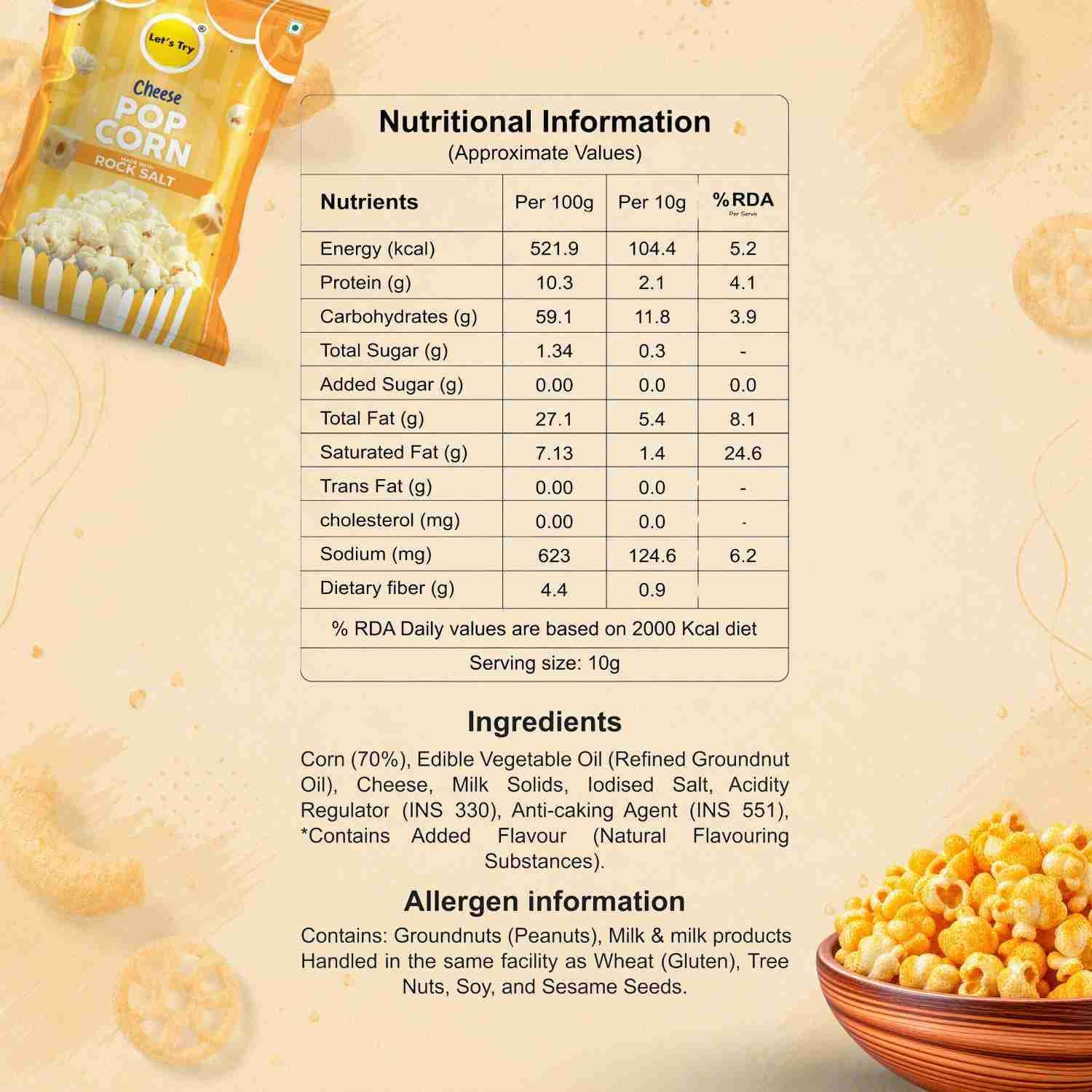 Cheese Popcorn Nutrition Facts – Calories & Ingredients | Healthy Healthy Popcorn | Let's Try Foods