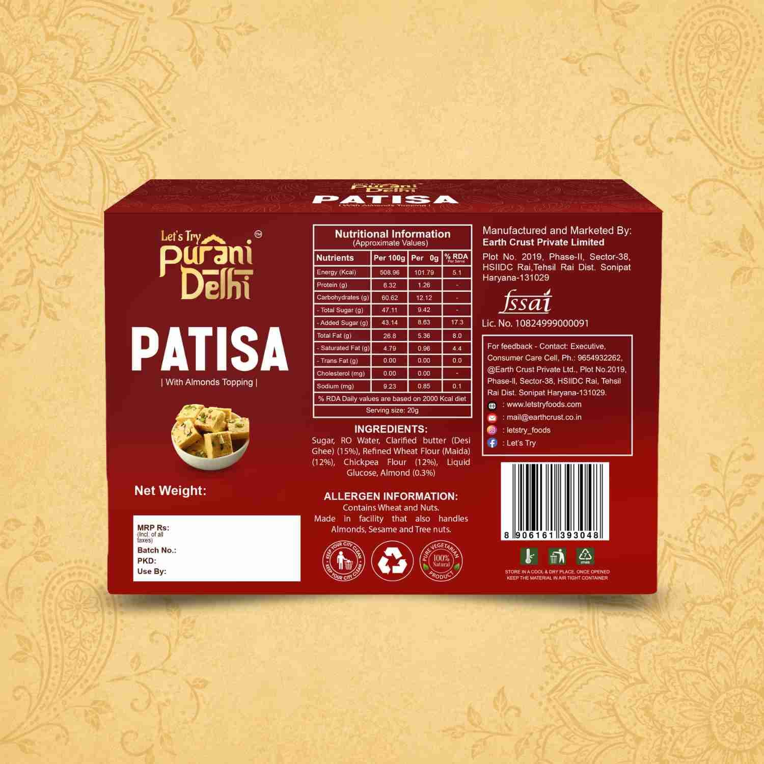 Purani Delhi - Patisa Ingredients & Nutritional Label – No Palm Oil, No Maida Clean Label Traditional Delhi | Let's Try Foods