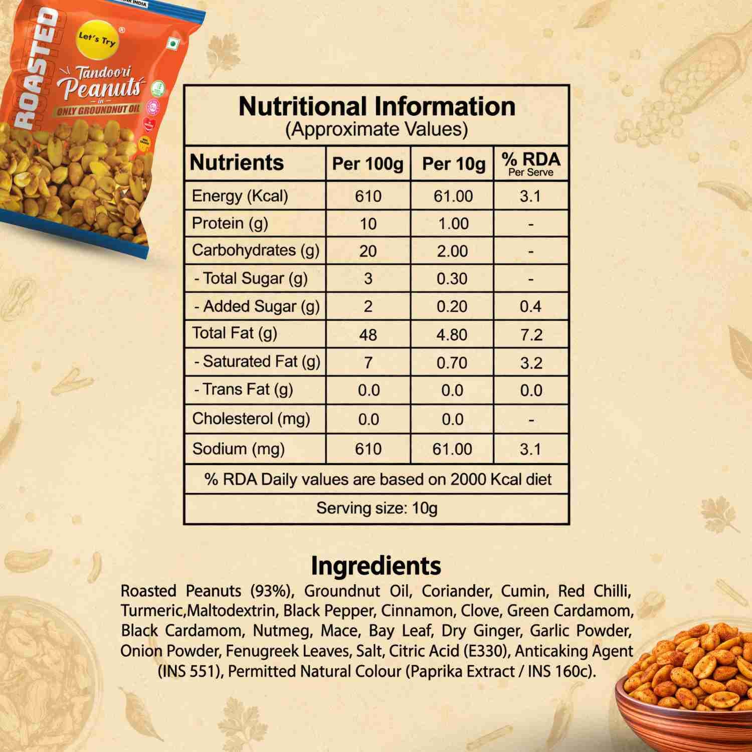 Roasted Peanut Tandoori Nutrition Facts – Calories & Ingredients | Healthy Healthy Roasted Nuts | Let's Try Foods
