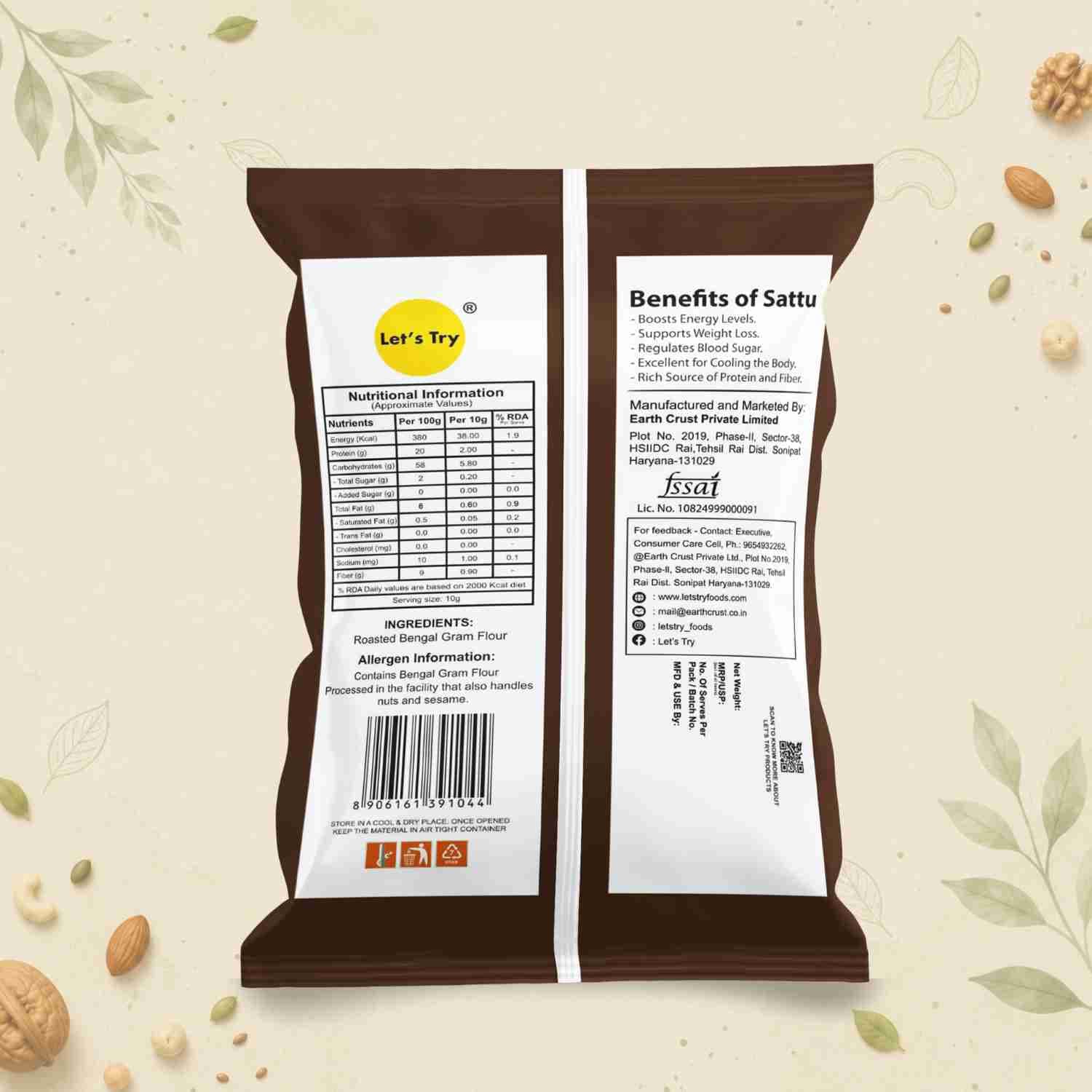 Sattu Ingredients & Nutritional Label – No Palm Oil, No Maida Clean Label Healthy Protein Sattu | Let's Try Foods