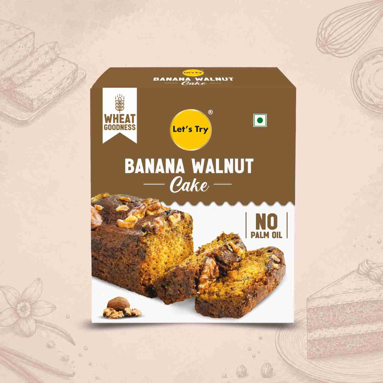 Banana Walnut Cake – Healthy Baked Snack, No Maida, No Palm Oil | Buy Online India | Let's Try Foods