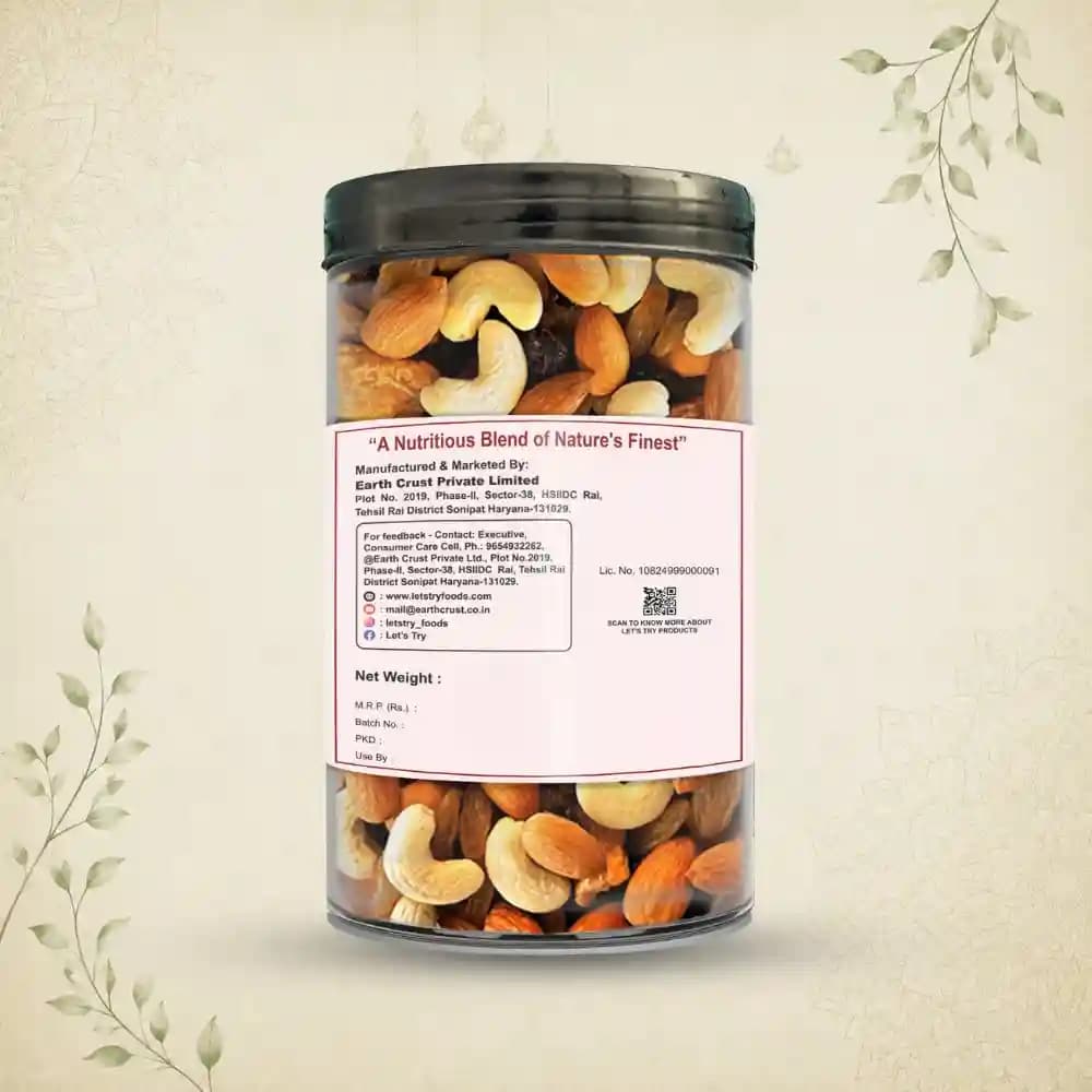 Panchmeva Mix Jar Back Label – Ingredients & Info | Healthy Healthy Indian Mixture | Let's Try Foods