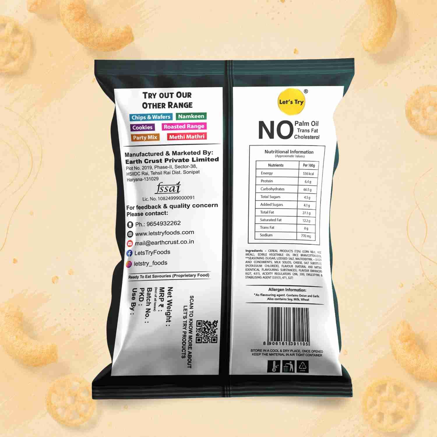 Cheese Balls Ingredients & Nutritional Label – No Palm Oil, No Maida Clean Label Healthy Indian Snack | Let's Try Foods