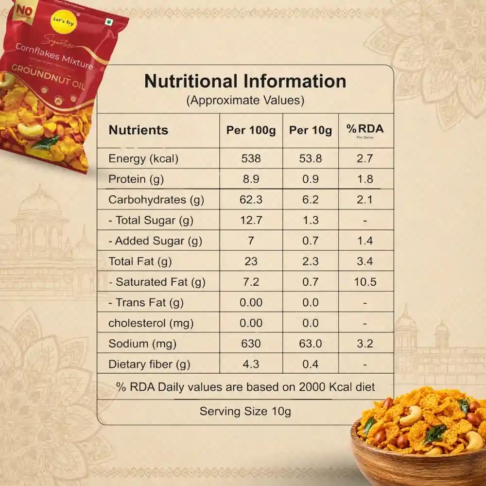 Signature Cornflakes Mixture Nutrition Facts – Calories & Ingredients | Healthy Healthy Indian Mixture | Let's Try Foods