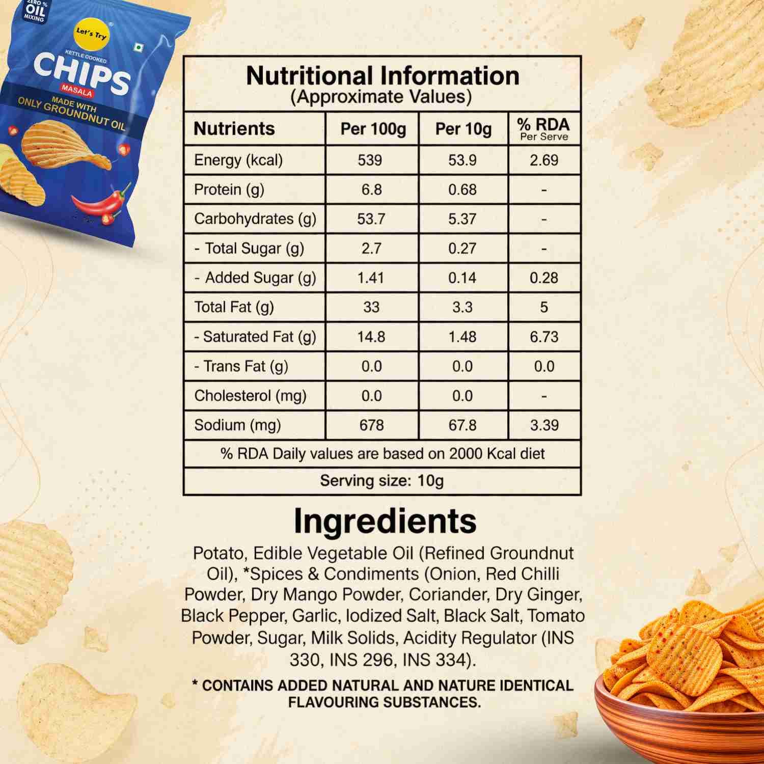 Desi Masala Chips Nutrition Facts – Calories & Ingredients | Healthy Healthy Chips | Let's Try Foods