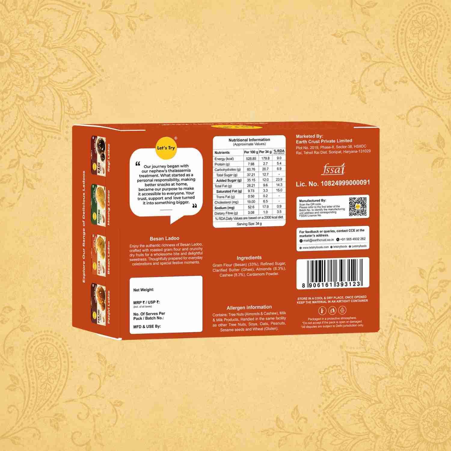 Besan Ladoo Ingredients & Nutritional Label – No Palm Oil, No Maida Clean Label Healthy Indian Sweets | Let's Try Foods