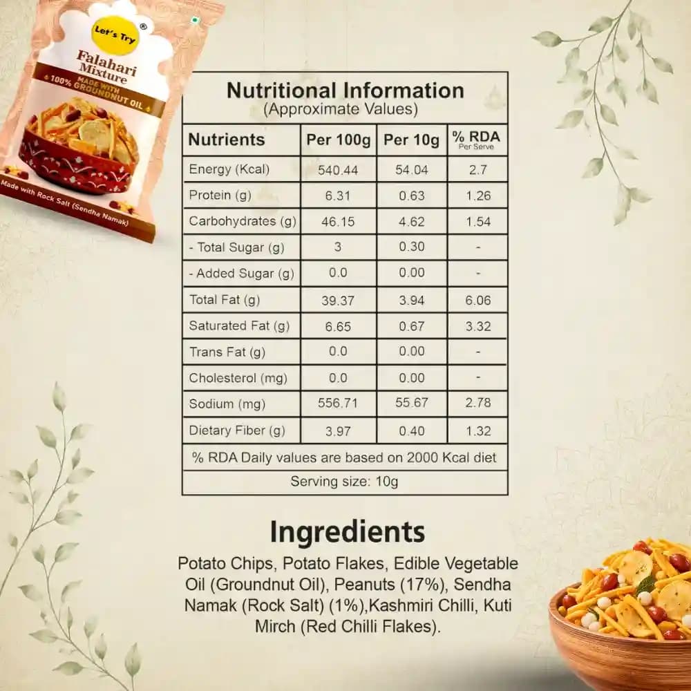Falhari Mixture Nutrition Facts – Calories & Ingredients | Healthy Healthy Indian Mixture | Let's Try Foods