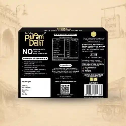 Purani Delhi - Dal Mathri Ingredients & Nutritional Label – No Palm Oil, No Maida Clean Label Healthy Namkeen | Let's Try Foods