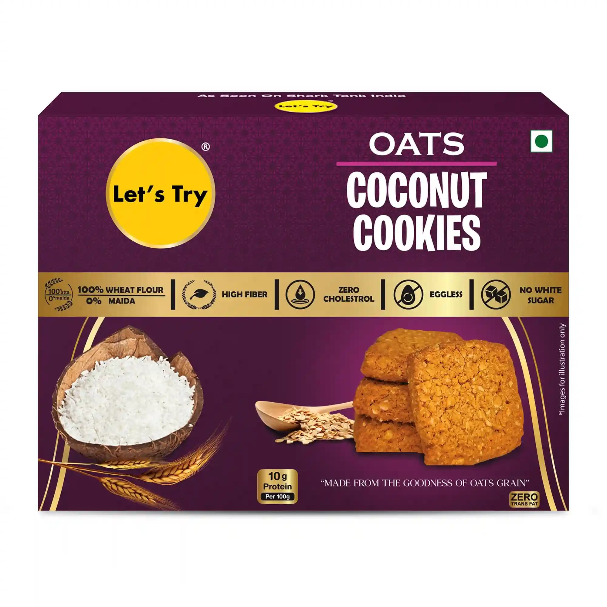 Let's Try Oats Coocnut Cookies 100 Gms