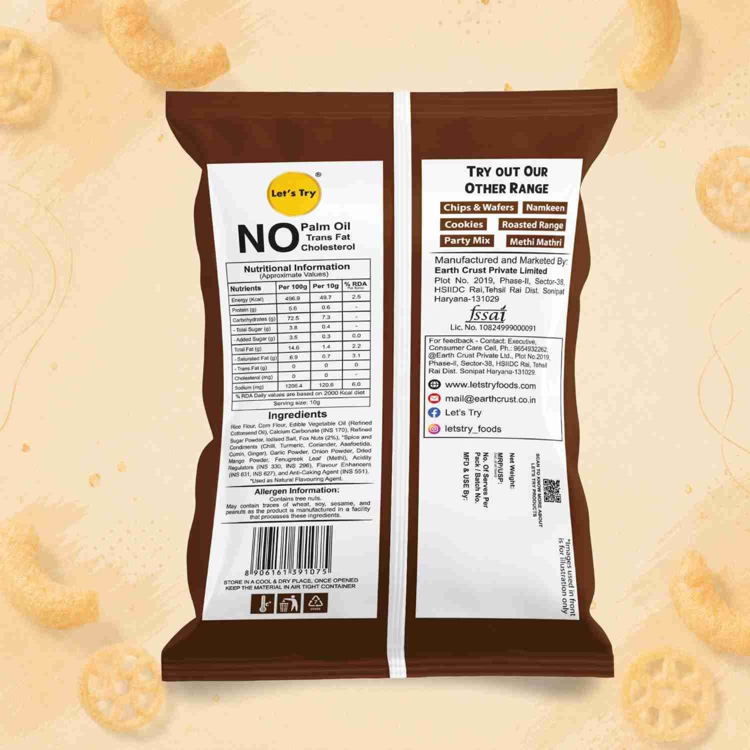 Samosa Puff Ingredients & Nutritional Label – No Palm Oil, No Maida Clean Label Healthy Namkeen | Let's Try Foods