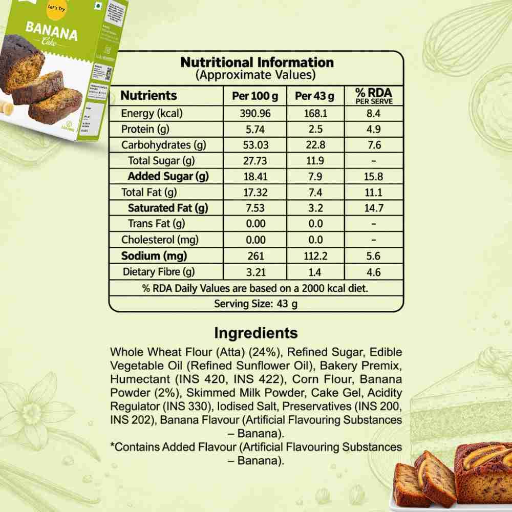 Banana Cake Nutrition Facts – Calories & Ingredients | Healthy Healthy Baked Snack | Let's Try Foods