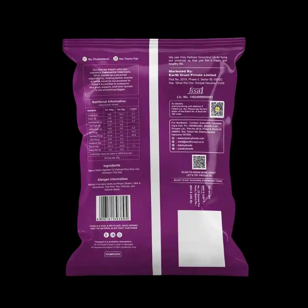 Signature Tapioca Chips Ingredients & Nutritional Label – No Palm Oil, Groundnut Oil Clean Label Healthy Chips | Let's Try Foods