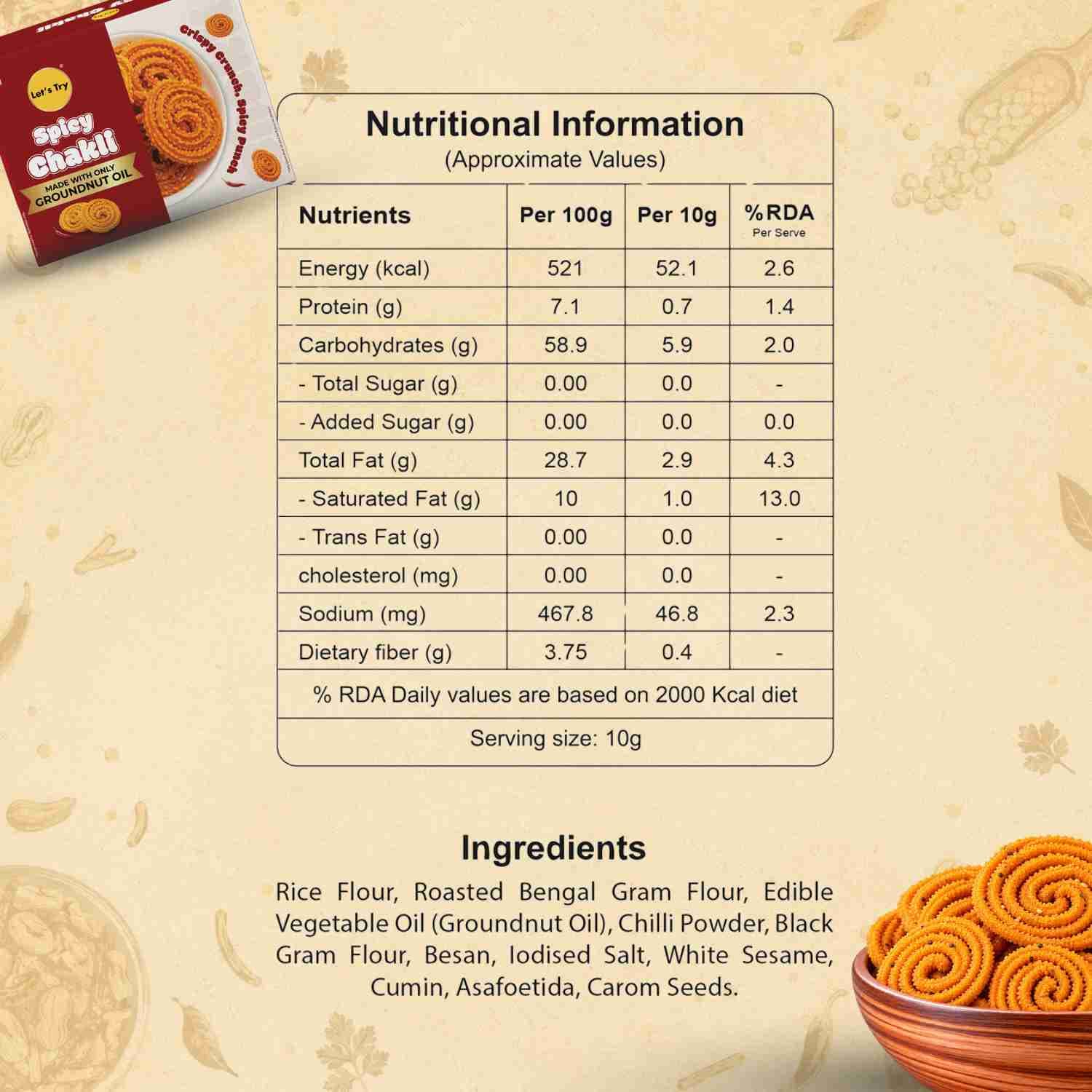 ni & ingredients spicy chakli