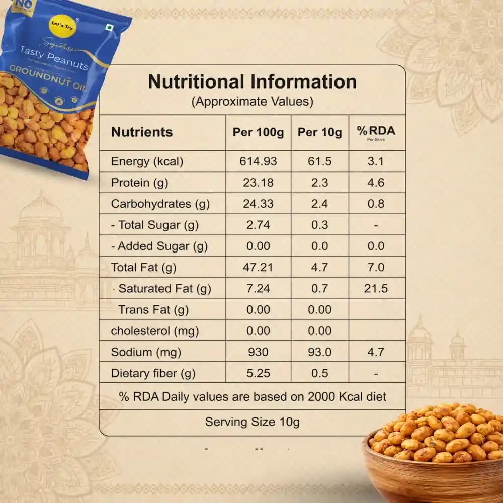 Signature Tasty Peanuts Nutrition Facts – Calories & Ingredients | Healthy Healthy Namkeen | Let's Try Foods