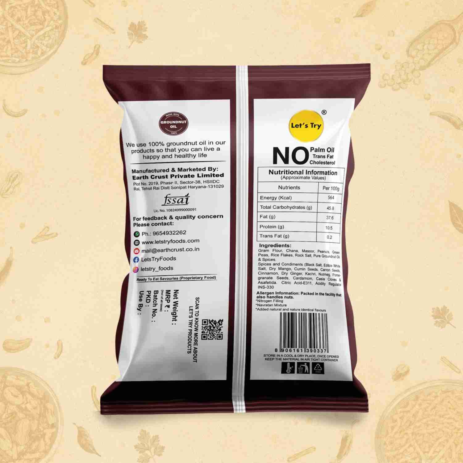 Navratan Mixture Ingredients & Nutritional Label – No Palm Oil, No Maida Clean Label Healthy Indian Mixture | Let's Try Foods
