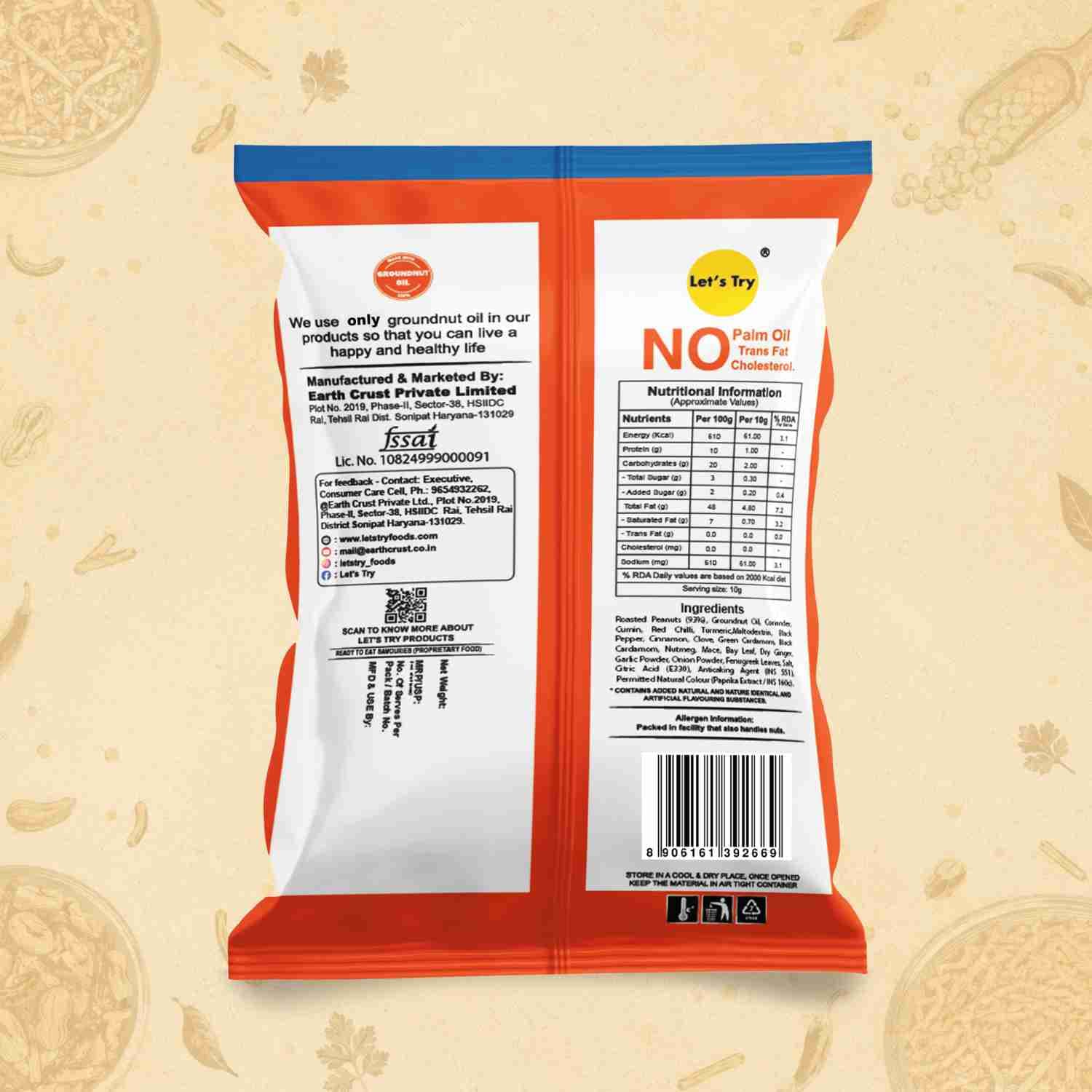 Roasted Peanut Tandoori Ingredients & Nutritional Label – No Palm Oil, No Maida Clean Label Healthy Roasted | Let's Try Foods