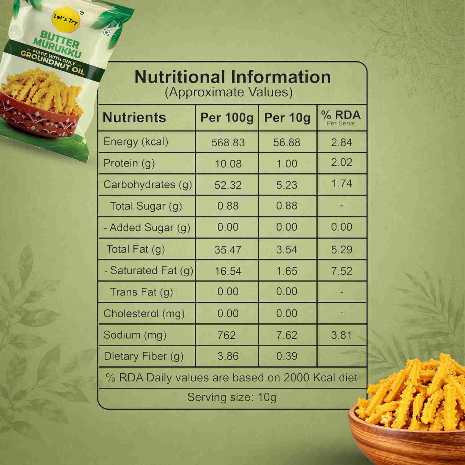 Butter Murukku Nutrition Facts – Calories & Ingredients | Healthy Healthy Namkeen | Let's Try Foods