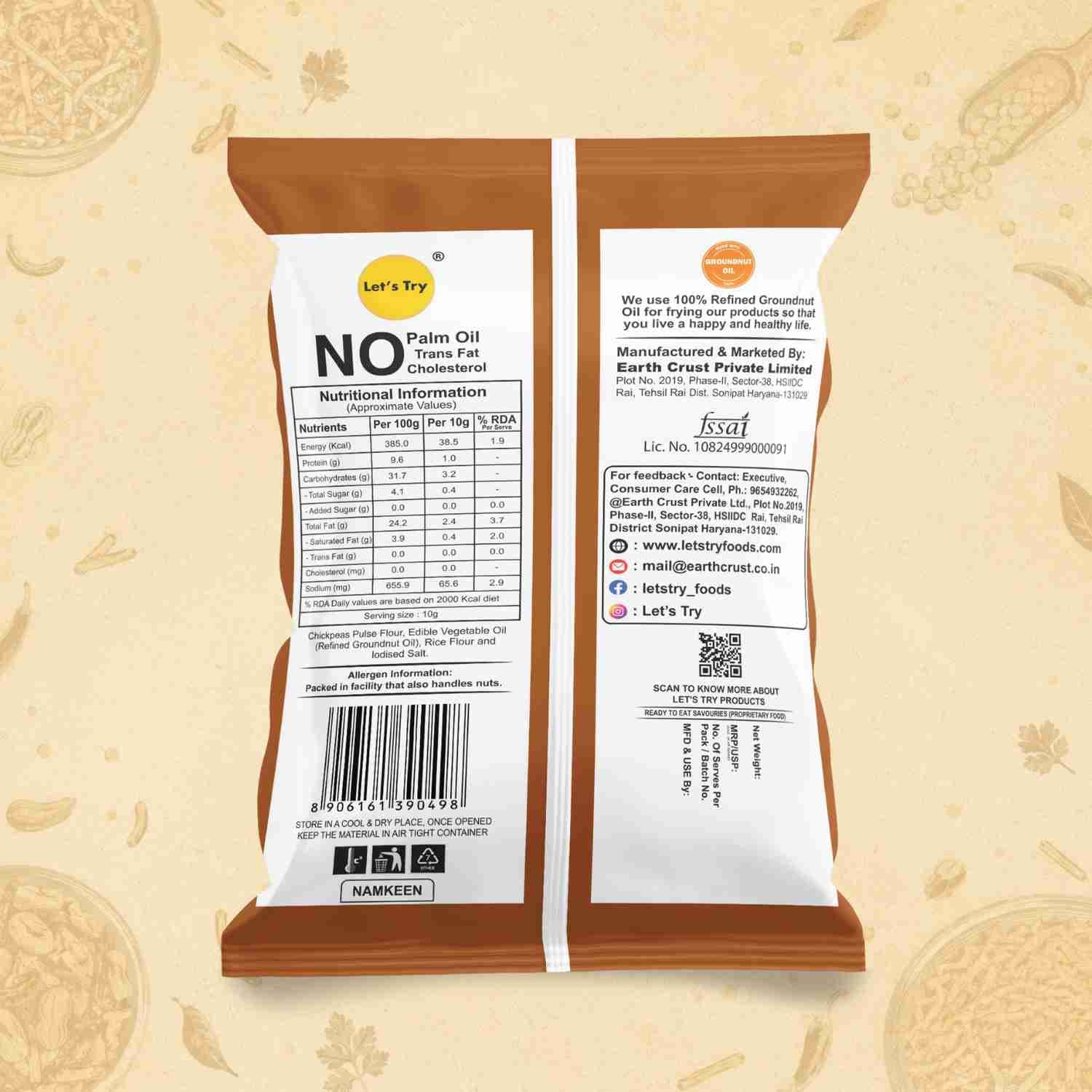 Sev Bhujia Ingredients & Nutritional Label – No Palm Oil, No Maida Clean Label Healthy Namkeen | Let's Try Foods