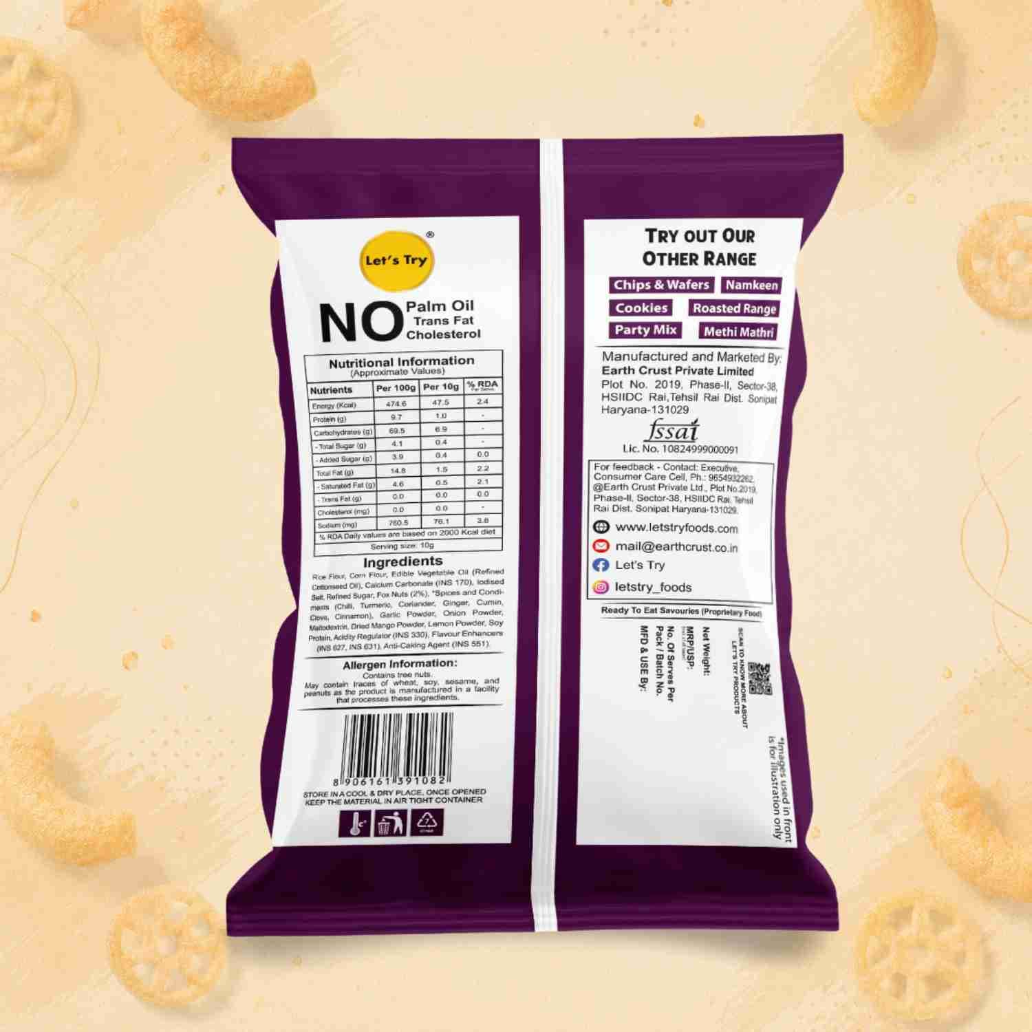 Makhana Puff Tadka Ingredients & Nutritional Label – No Palm Oil, No Maida Clean Label Roasted Makhana | Let's Try Foods