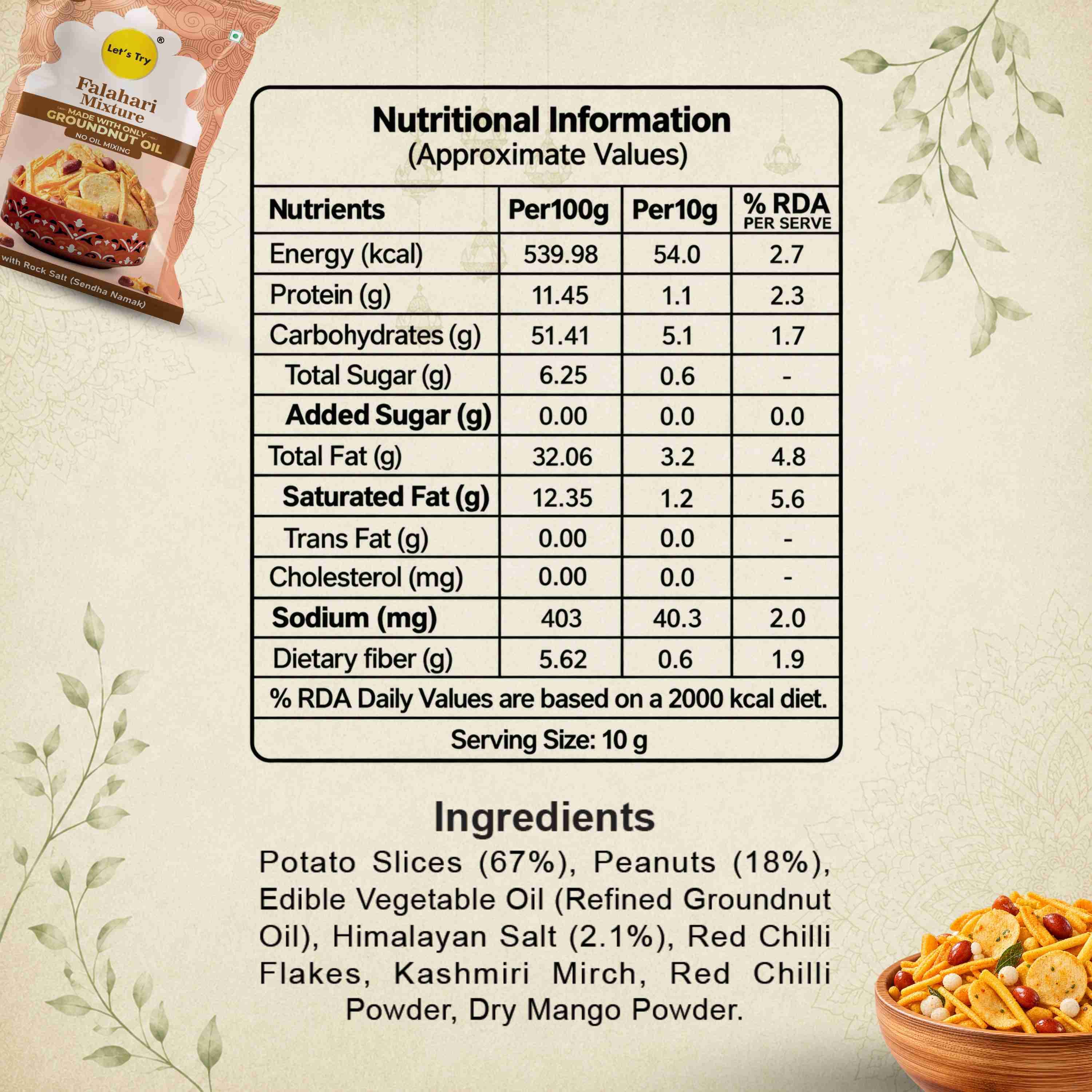 Falhari Mixture Nutrition Facts – Calories & Ingredients | Healthy Healthy Indian Mixture | Let's Try Foods