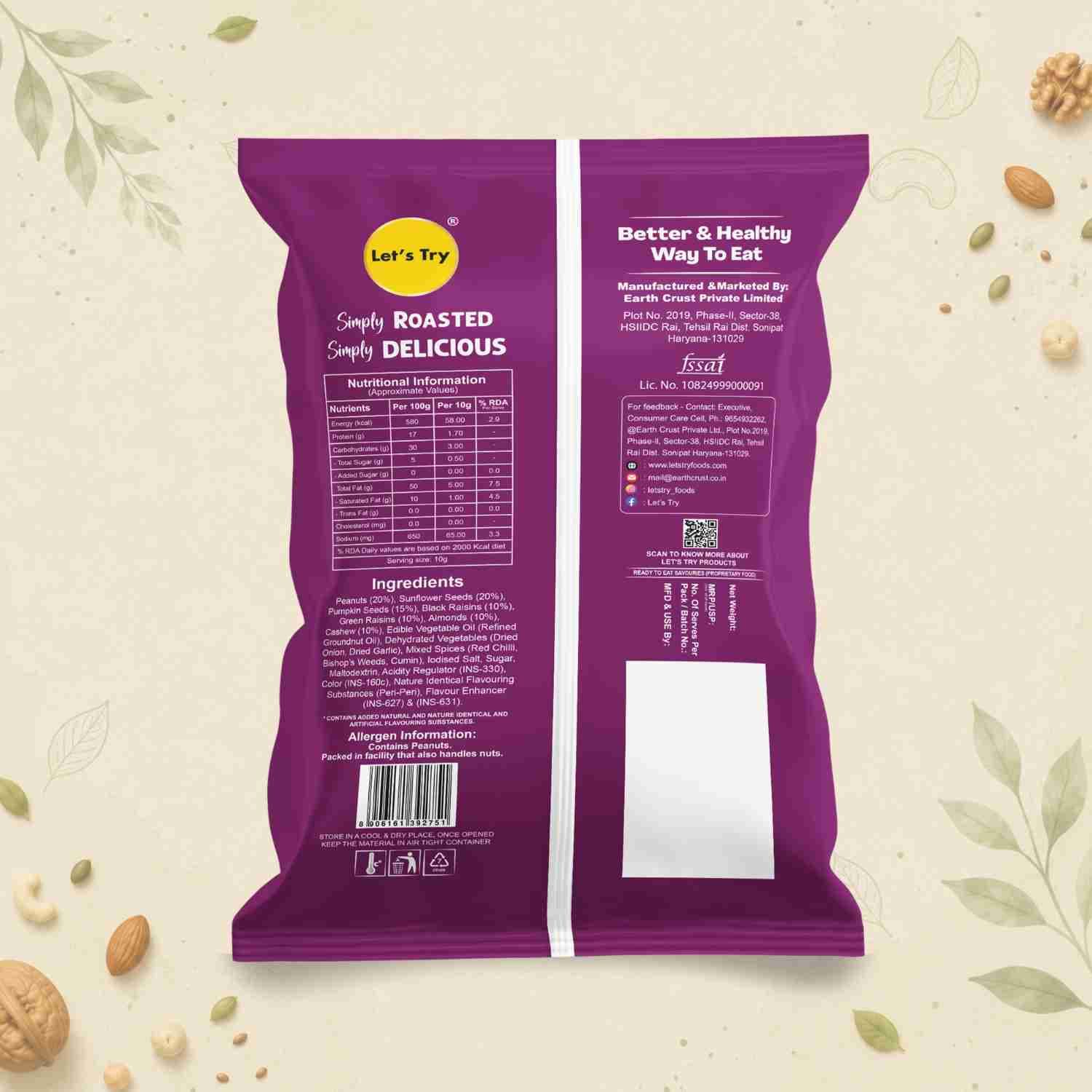 Peri Peri Snack Mix Ingredients & Nutritional Label – No Palm Oil, No Maida Clean Label Healthy Indian Mixture | Let's Try Foods