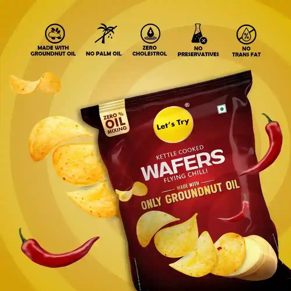 Flying Chilli Wafers – No Palm Oil, No Maida, No Artificial Flavour | Healthy Indian Snack | Let's Try Foods