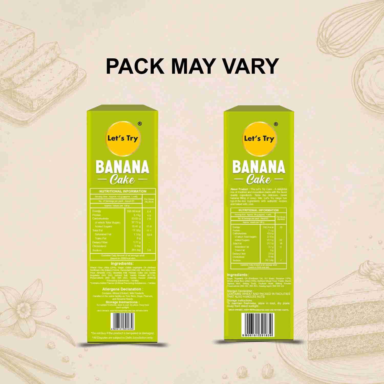Banana Cake Ingredients & Nutritional Label – No Maida, No Palm Oil Clean Label Healthy Baked Snack | Let's Try Foods