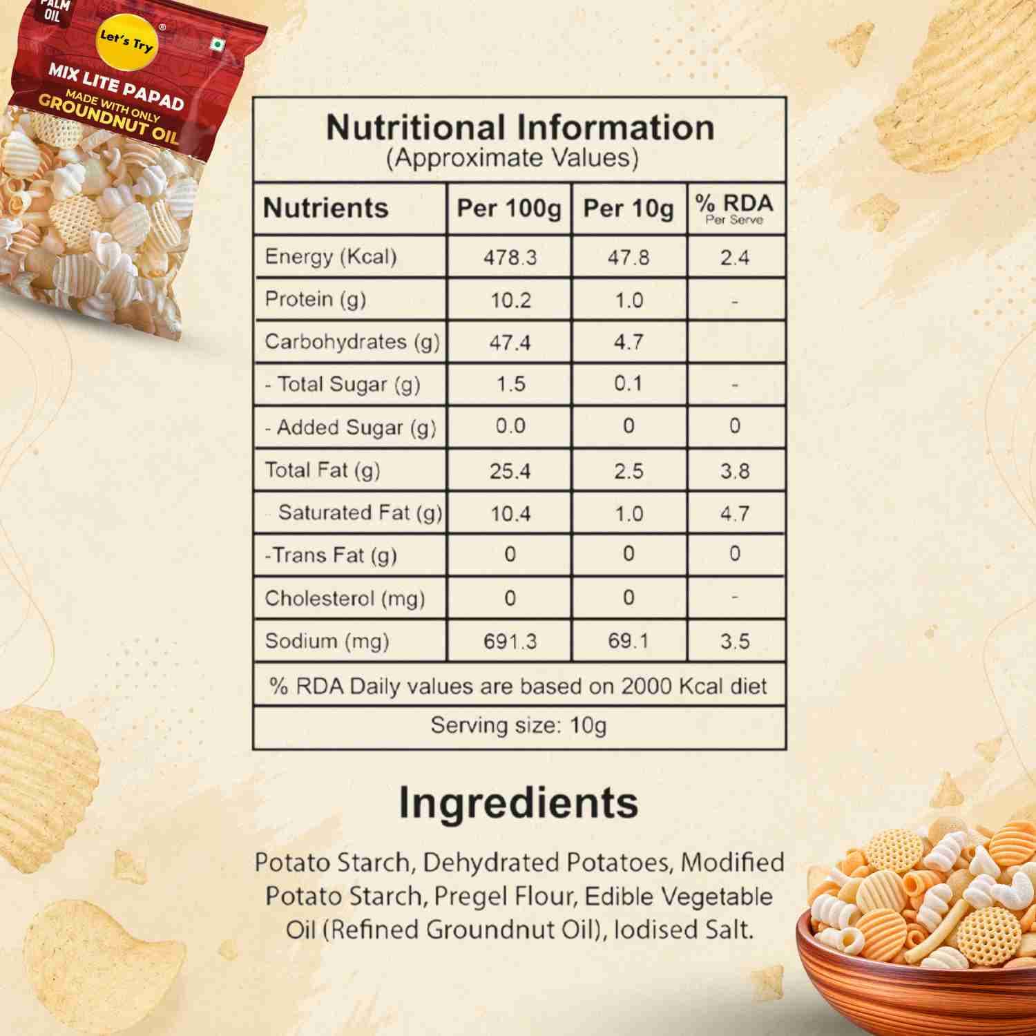 Mix Lite Papad Nutrition Facts – Calories & Ingredients | Healthy Healthy Indian Mixture | Let's Try Foods