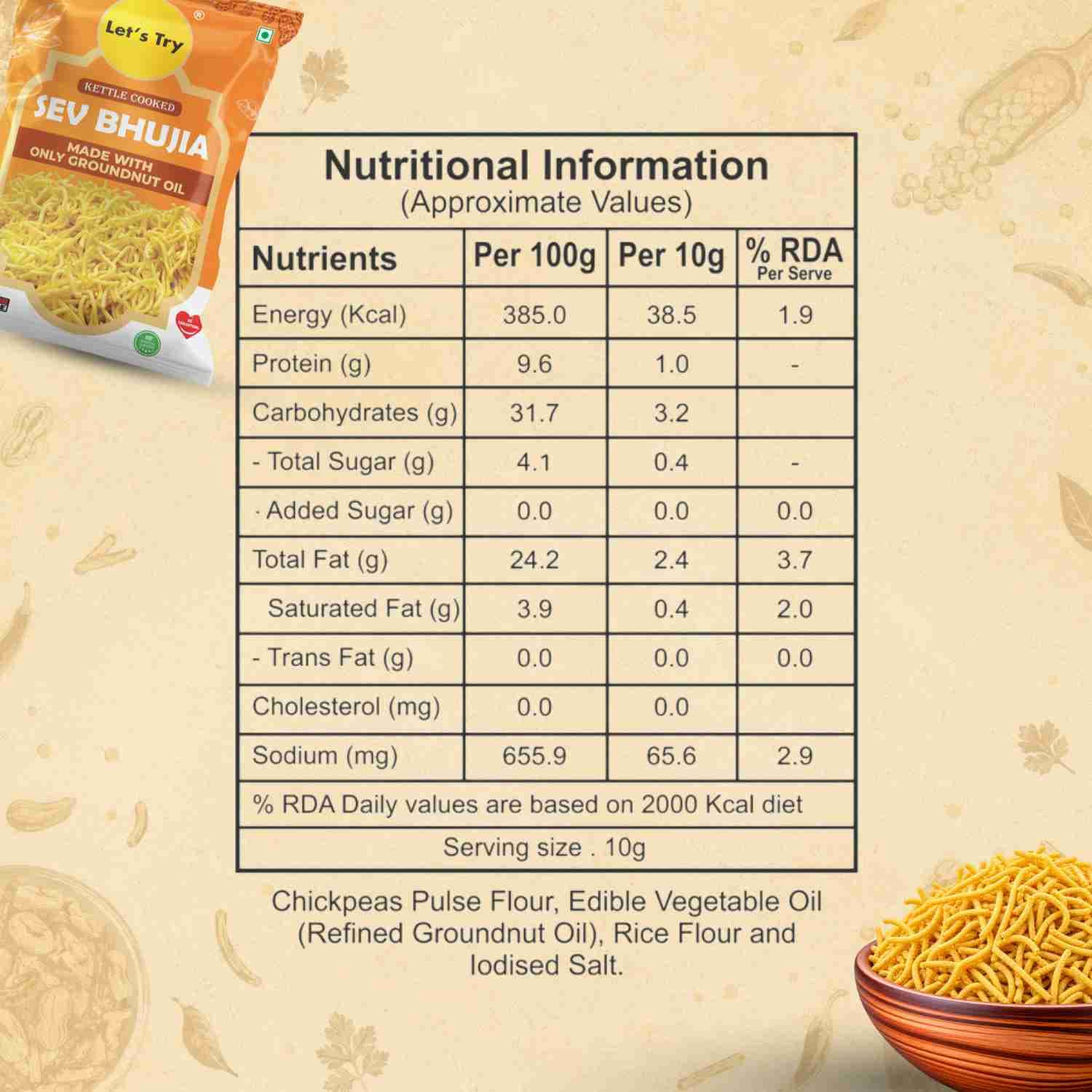 Sev Bhujia Nutrition Facts – Calories & Ingredients | Healthy Healthy Namkeen | Let's Try Foods