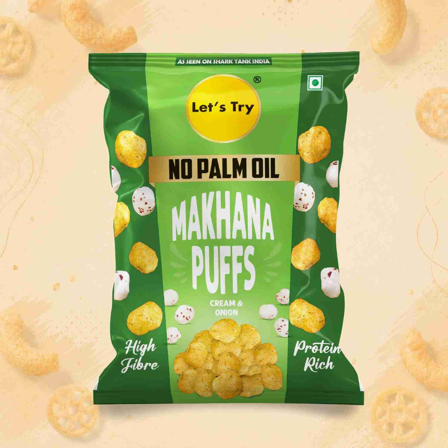 Makhana Puff Cream Onion – Roasted Makhana, No Palm Oil, No Maida | Buy Online India | Let's Try Foods