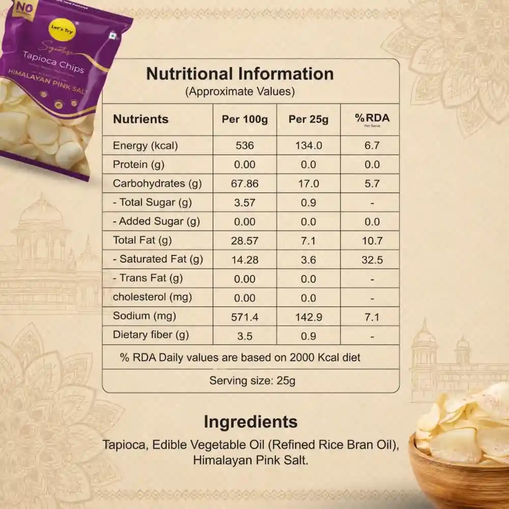 Signature Tapioca Chips Nutrition Facts – Calories & Ingredients | Healthy Healthy Chips | Let's Try Foods