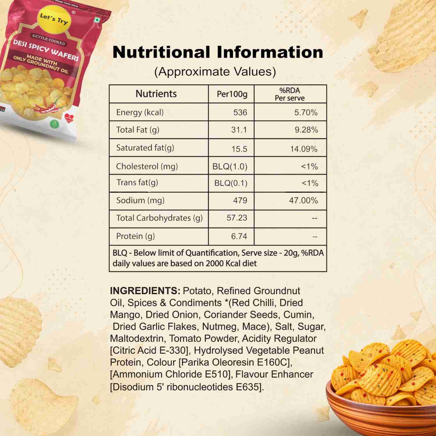Desi Spicy Wafers Nutrition Facts – Calories & Ingredients | Healthy Healthy Chips | Let's Try Foods