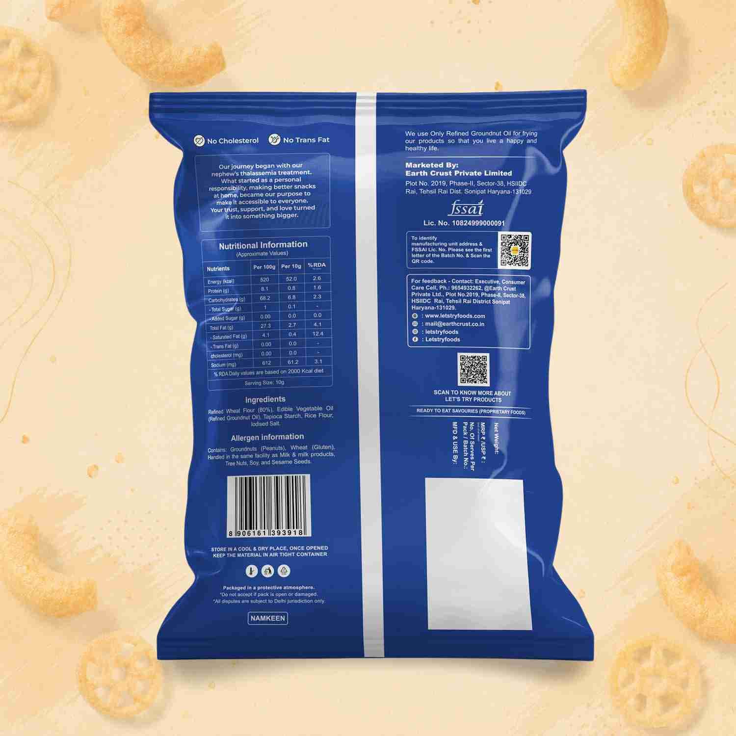 Desi Pipes Ingredients & Nutritional Label – No Palm Oil, No Maida Clean Label Healthy Puff Snack | Let's Try Foods